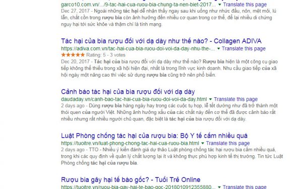 tác hai của bia ruou